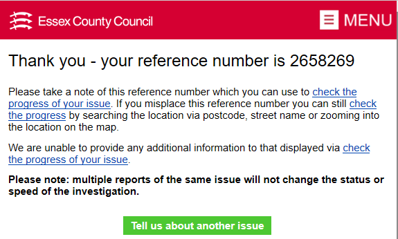 Example of pothole reporting Example of pothole reporting